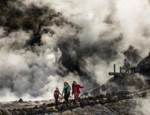 steam on the path